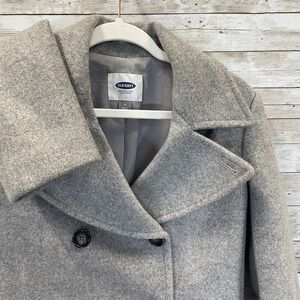 Old Navy Womens M Peacoat‎ Wool Blend Gray Winter Coat Jacket Double Breasted